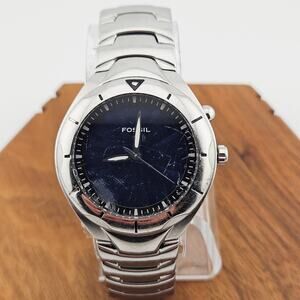 Fossil Big Tic Men's Silver Tone Blue Facce Watch